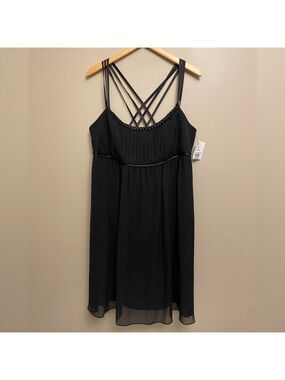 David's Bridal Black Formal Gown Size 18 Criss Cross Mini Dress NWT
